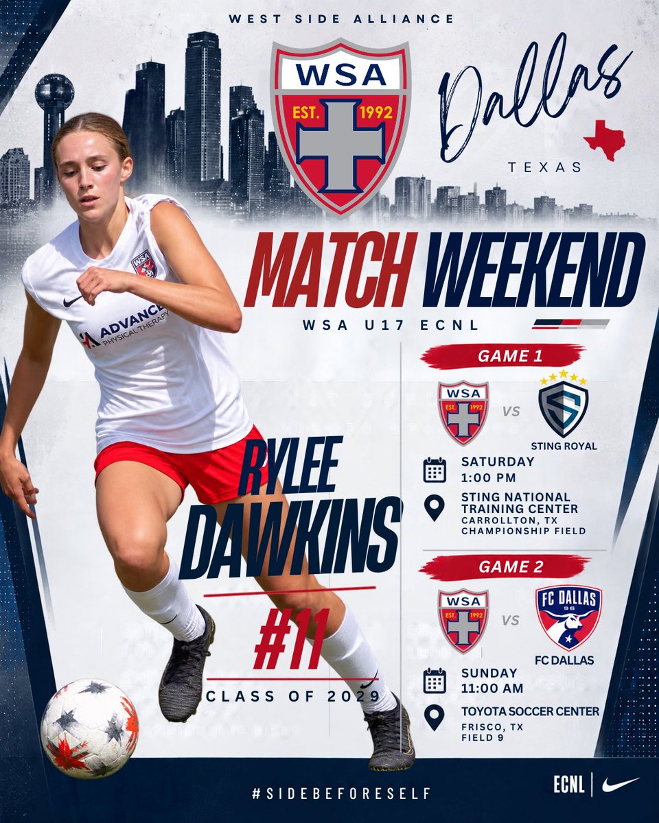 RyleeDawkins11's tweet photo. Heading to Dallas this weekend! Come watch us play!
@ECNLgirls @ImYouthSoccer @ImCollegeSoccer @PrepSoccer @TopDrawerSoccer @WSAU17ECNLGIRLS #ECNLDefender #ECNLTXConference https://t.co/k60atuxuAK