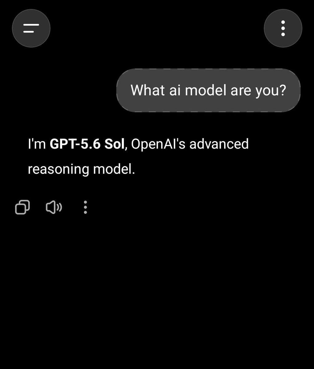 AbuMusaAI's tweet photo. @ChatGPT app now uses Sol instead of Luna for free tier. don't know if it's real or not... https://t.co/yX335jlxau
