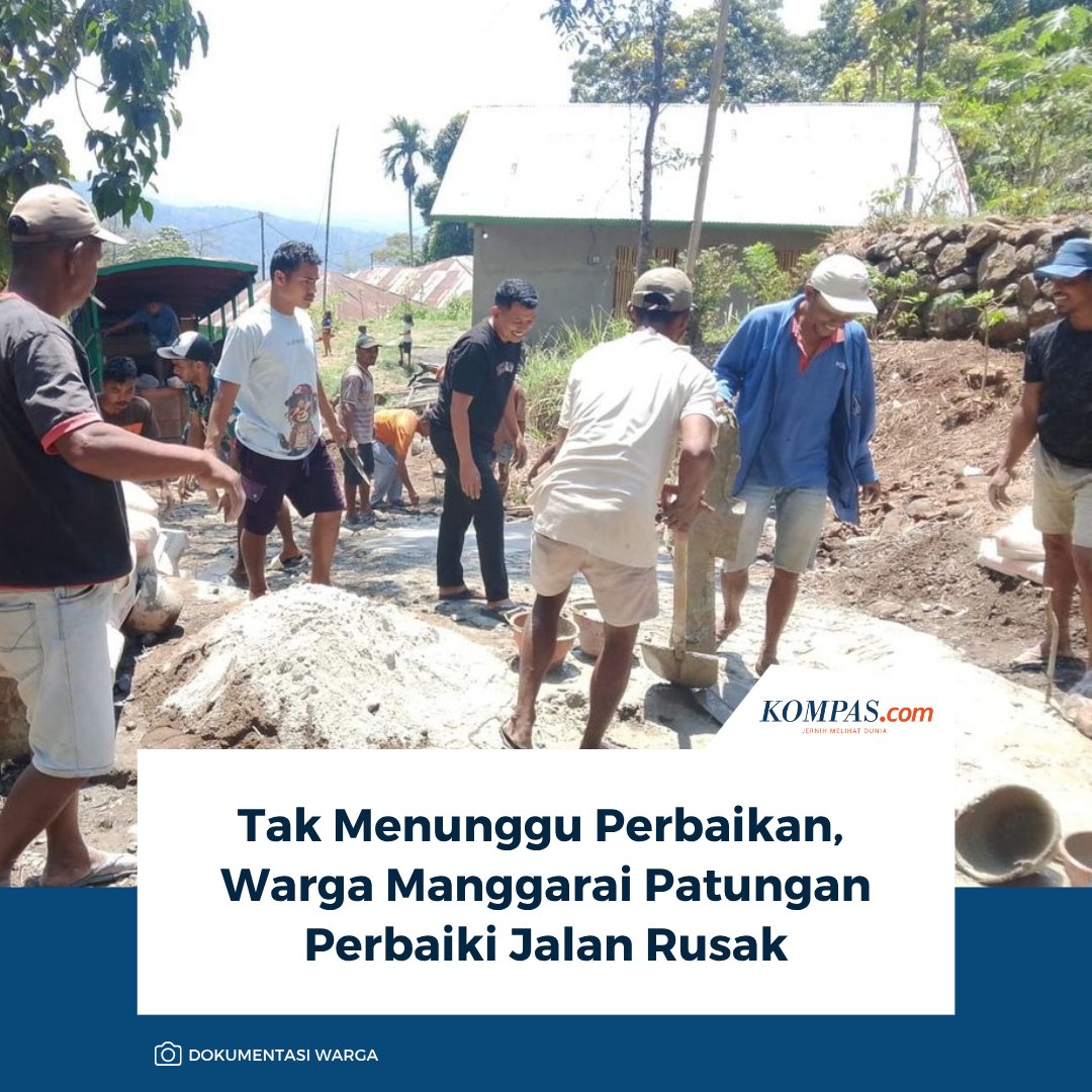 kompascom's tweet photo. Baca di sini: https://t.co/NoYKV6MBzL 

Warga Desa Persiapan Lereng, Kecamatan Satarmese Barat, Kabupaten Manggarai, Nusa Tenggara Timur (NTT), bergotong-royong memperbaiki jalan yang rusak parah dan kerap menyebabkan kecelakaan. Mereka membeli bahan material menggunakan uang pribadi.  

~KR #GotongRoyongWarga #PerbaikanJalan [20260925201136878]