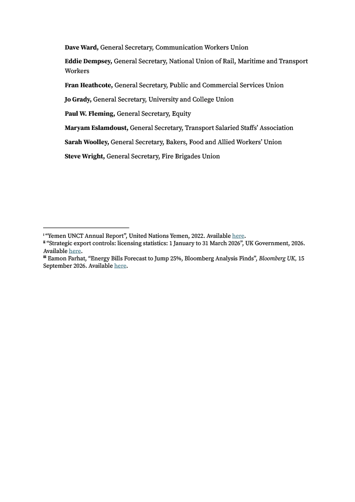 TransitionSec's tweet photo. 🚨NEW🚨: Ten unions call for Andy Burnham to end Britain’s military support for Saudi Arabia, due to the war crimes it has committed in Yemen.

The unions also argue that, contrary to government claims, “Escalating this war will make our bills more expensive”. https://t.co/aY0Uwj39RT