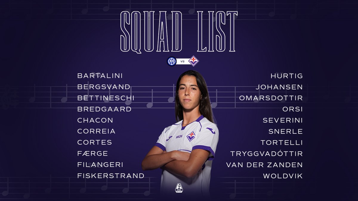 ACF_Womens's tweet photo. 🚐 | 𝗦𝗤𝗨𝗔𝗗 𝗟𝗜𝗦𝗧
👥 Le viola in viaggio per la Lombardia
🖥️ Domani H 13.00 - #InterFiorentina - Rai Sport & DAZN
#ForzaViola 💜 https://t.co/AnxPmU6KO2