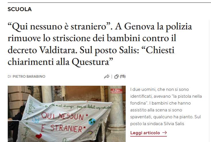 Moonlightshad1's tweet photo. La digos a rimuovere uno striscione innocuo  in una scuola; questo è fascismo. https://t.co/d2EfYQ0ckA