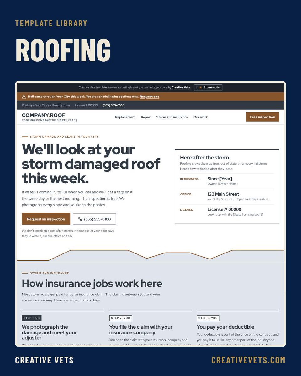 CreativeVets's tweet photo. 31% of people will only hire a business rated 4.5 stars or higher, up from 17% a year earlier (BrightLocal 2026). After a storm, a roofer's website is where reviews, licensing and insurance experience make the case together. https://t.co/MR1PcPVDLq https://t.co/DCBAVwKVPK