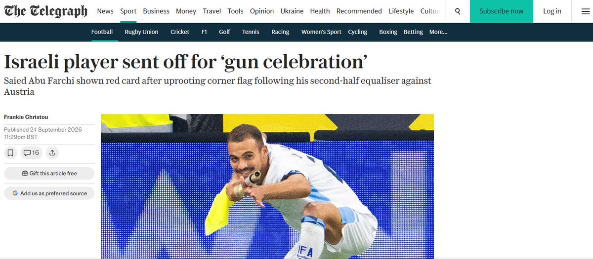 PaddyMatthews's tweet photo. Jerusalem Post, (British) Daily Telegraph, Times of Israel.
Not much of a fan of either the Journal or the Examiner but singling them out for covering this story is every bit as deranged as the StopTheGame loons who spent the last week trying to harass and intimidate our players. https://t.co/2coMF7buRl