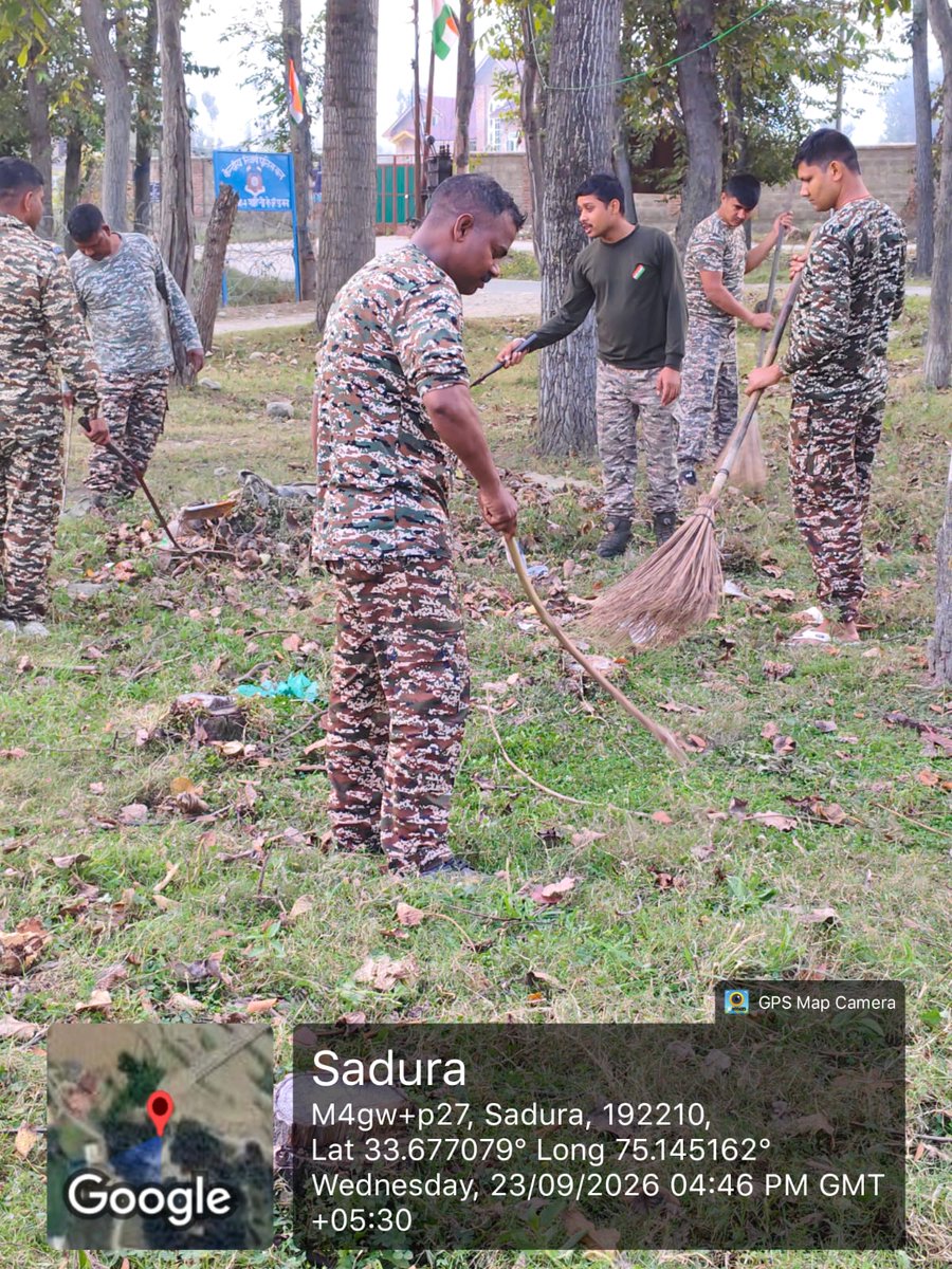 164Pro's tweet photo. Swachhata Hi Seva(SHS) campaign-2026 conducted at 164 BN, CRPF. #SHS2026 #SwachhataHiSeva2026 "Ek Din, Ek Ghanta, Ek Saath" Organized by the Unit at  D/164 Bn, CRPF surrounding area, Sadura, Dist-Anantnag (J&amp;K). https://t.co/rUeJzwg1Hh