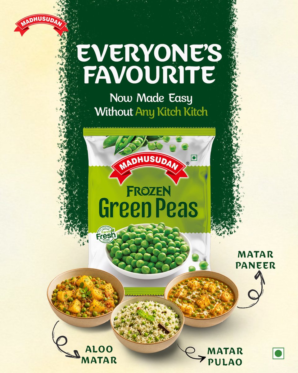 FletcherGenao's tweet photo. Ek pack, countless possibilities. Madhusudan Frozen Matar se banaaiye pulao, matar paneer, poha, cutlets, parathas ya apni favourite recipe. Har dish ke liye perfect, har craving ke liye fit. https://t.co/qR3kQfHMhs
