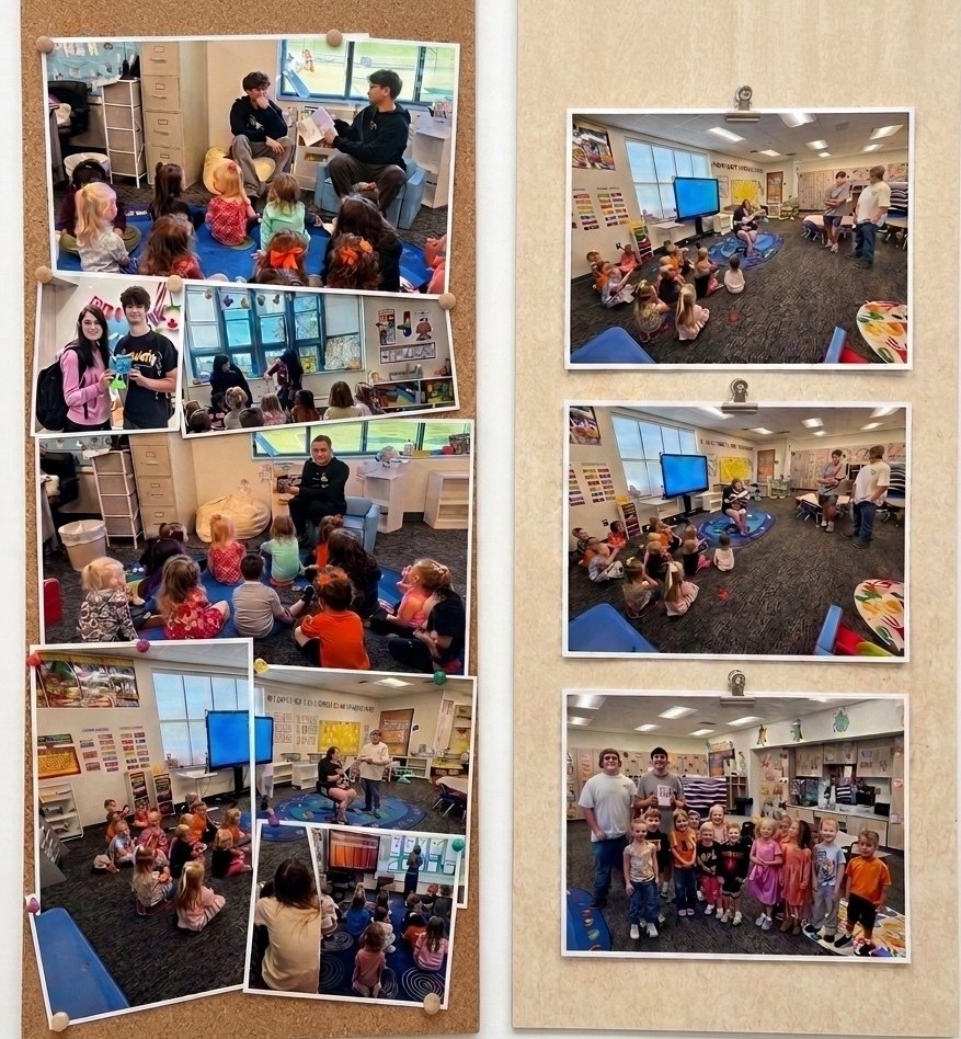 PrimaryLCSC's tweet photo. 📚✨ Special guests at LPS today! Creative Writing students from LHS dropped by this morning to share books they wrote and illustrated all on their own. 📝🎨 Our PreK students were captivated by the stories and inspired by the high schoolers' incredible hard work! 👏❤️ https://t.co/bOfYrJvM9i