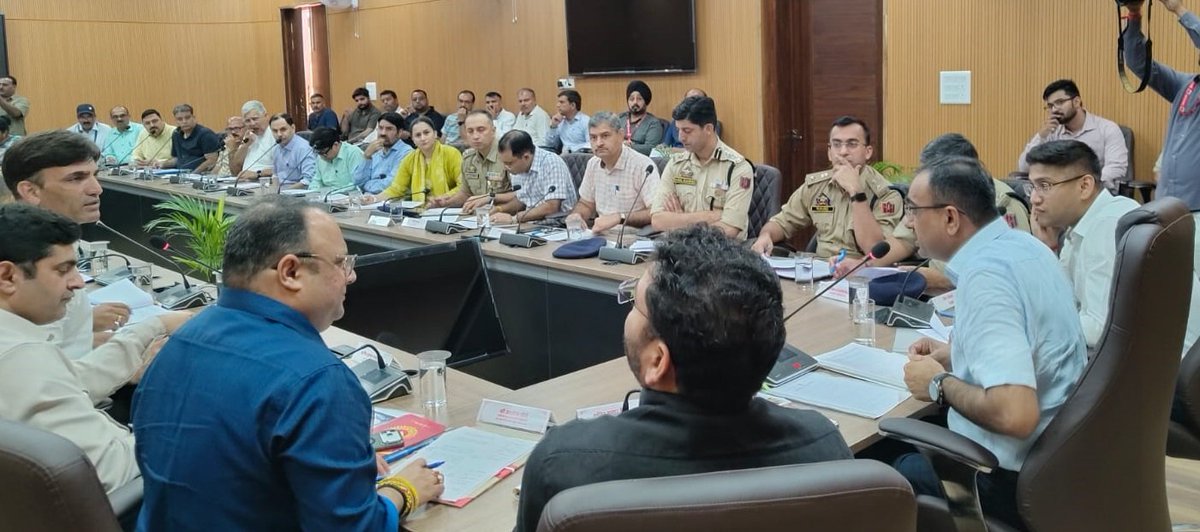 diprjk's tweet photo. Divisional Commissioner Jammu Ramesh Kumar today chaired a meeting at Katra to review arrangements for the upcoming Navratra Festival 2026, scheduled from October 11 to 19.

He reviewed arrangements related to security, traffic, sanitation, water and power supply, road maintenance, illumination, fire safety, transportation and other essential services.

Ramesh Kumar stressed close coordination among departments and directed officers to complete all arrangements well in advance, ensuring adequate facilities and a clean, vibrant festive atmosphere for pilgrims and visitors.

#RameshKumar #NavratraFestival2026 #Katra #Pilgrims #FestivalPreparations #JammuAndKashmir

📌 Follow:
X @diprjk | Instagram @dipr_jk
@OfficeOfLGJandK @CM_JnK @Divcomjammu