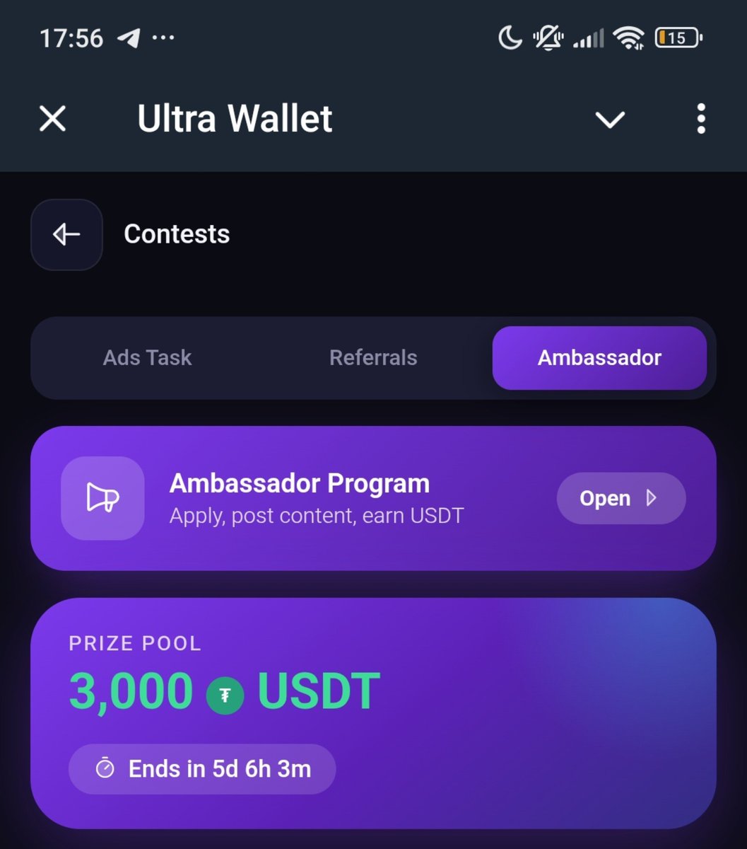 Maviskrypt's tweet photo. I just found an app you can earn cool USDT from!

I thought telegram mini apps era had long died off until I discovered ULTRA WALLET dAPP.

Ultra wallet is acomjunity-first token app where you can earn Litcoin(LT) through mining and referal tasks. On the app you get to also apply for ambassador opportunities if you're someone already running a community. 

You can manage your balance in one place. On chain deposits and withdrawals happen once public launch is live. #UltraWallet #AmbassadorProgramme 

Get started: https://t.co/CdIRvEyGWC

tg channel: https://t.co/TVPTQ3f6il