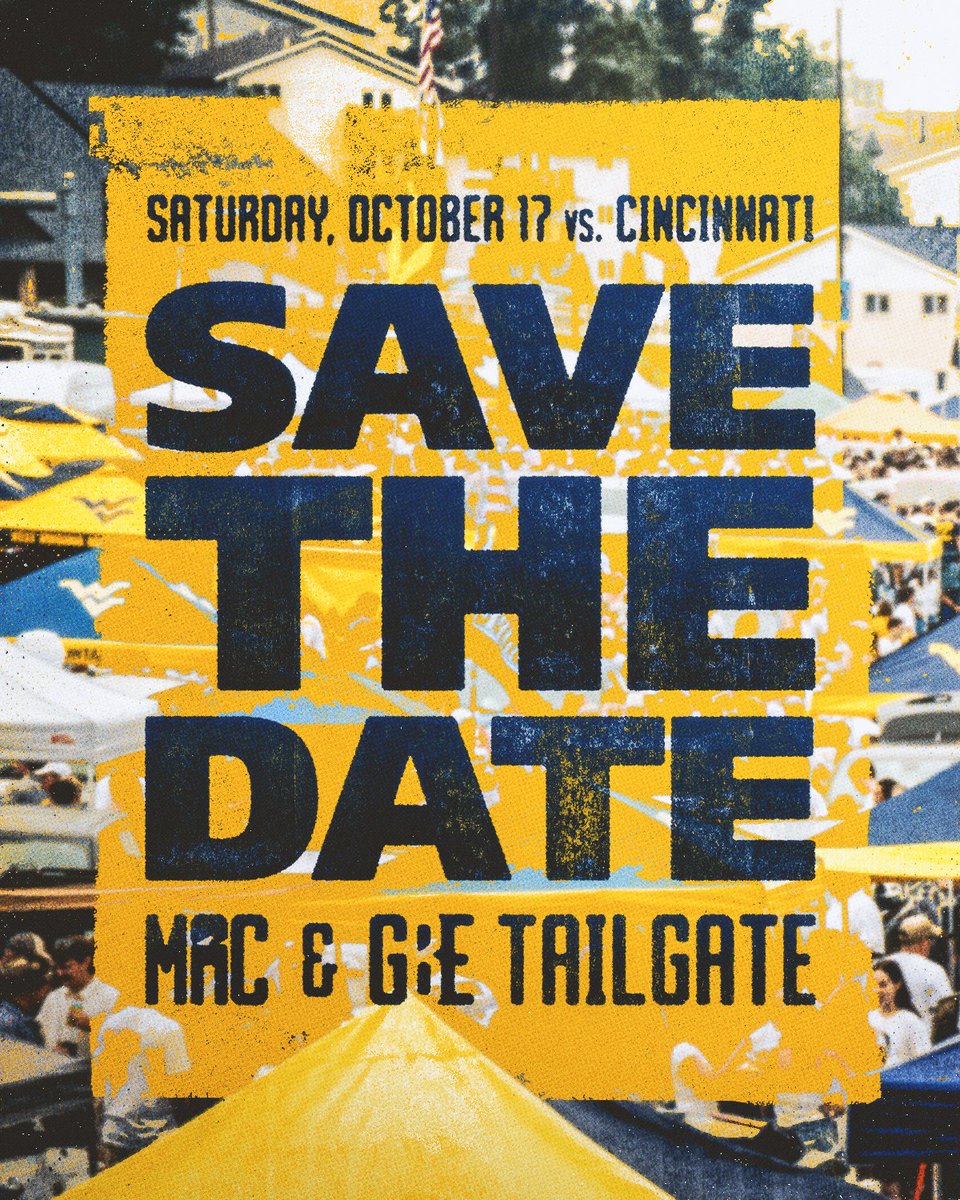 WVU_MAC's tweet photo. Kick off game day with us at the MAC X @WVU_GBE Tailgate on October 17, before the Mountaineers take on Cincinnati! 🥳🏈

🔗 https://t.co/ZDRFr4HNh6 https://t.co/h5cJMYYSWj