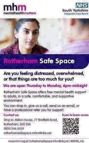 Stag_RosePPG's tweet photo. #friday
#mentalhealthsupport Rotherham Safe Space are there for you 5 nights a week, Thu - Mon 6pm - midnight
There for youโฆ reach out if you need to. We are receiving such wonderful feedback about this space and supportive service
#SupportForAll #mentalwellbeing #safespace https://t.co/4W0JwXlsjS