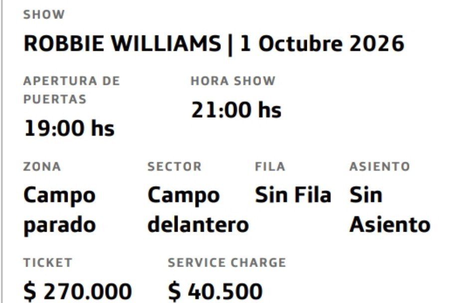 smhbastille's tweet photo. Vendo entrada para Robbie Williams 1 de octubre primera fecha movistar arena 300k por favor no me hagan ir comprenla!!! https://t.co/Be1ArM41kp