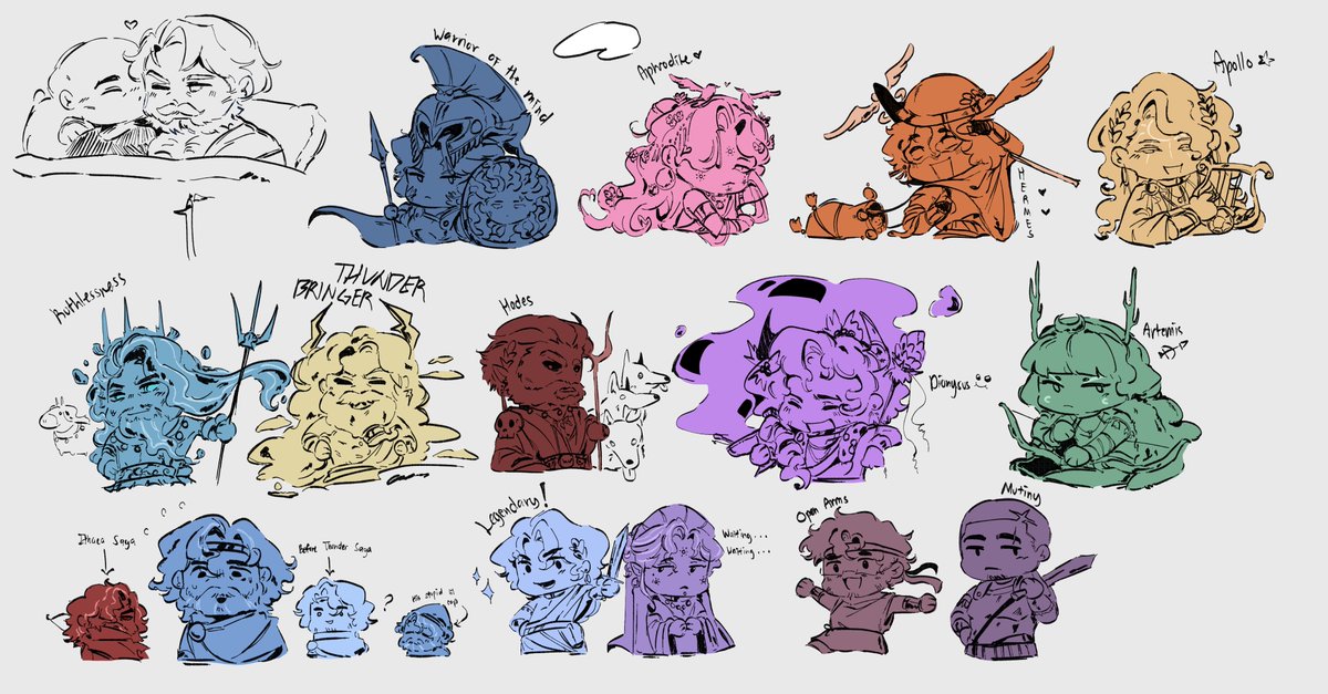 VeeeBeeGee's tweet photo. WIP greek gods/godesses designs, mostly just doodling what they would look like to me 🤑 https://t.co/xDmXCjPi0S