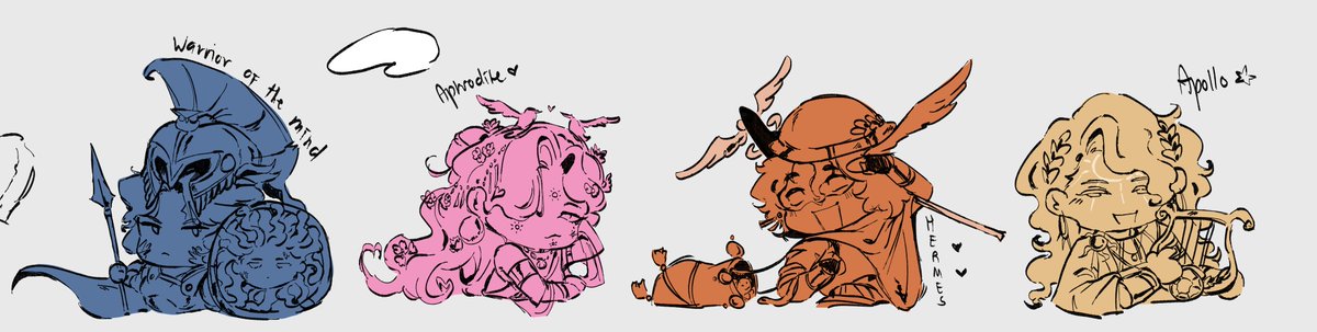VeeeBeeGee's tweet photo. WIP greek gods/godesses designs, mostly just doodling what they would look like to me 🤑 https://t.co/xDmXCjPi0S