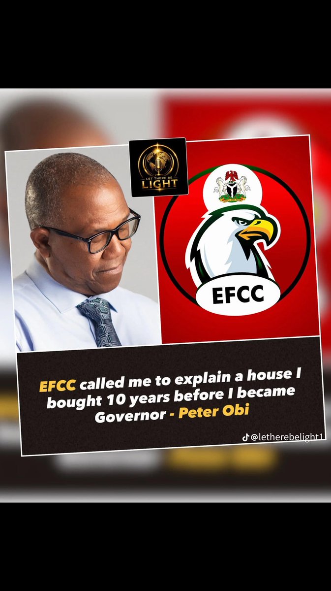 realOminiuket's tweet photo. Former Anambra State Governor Peter Obi has reportedly said that the EFCC questioned him over a house he purchased in 1996, about 10 years before he became governor.
According to Obi, he provided documentation showing that the property had been fully paid for at £1 million. https://t.co/7W4uc9s50P