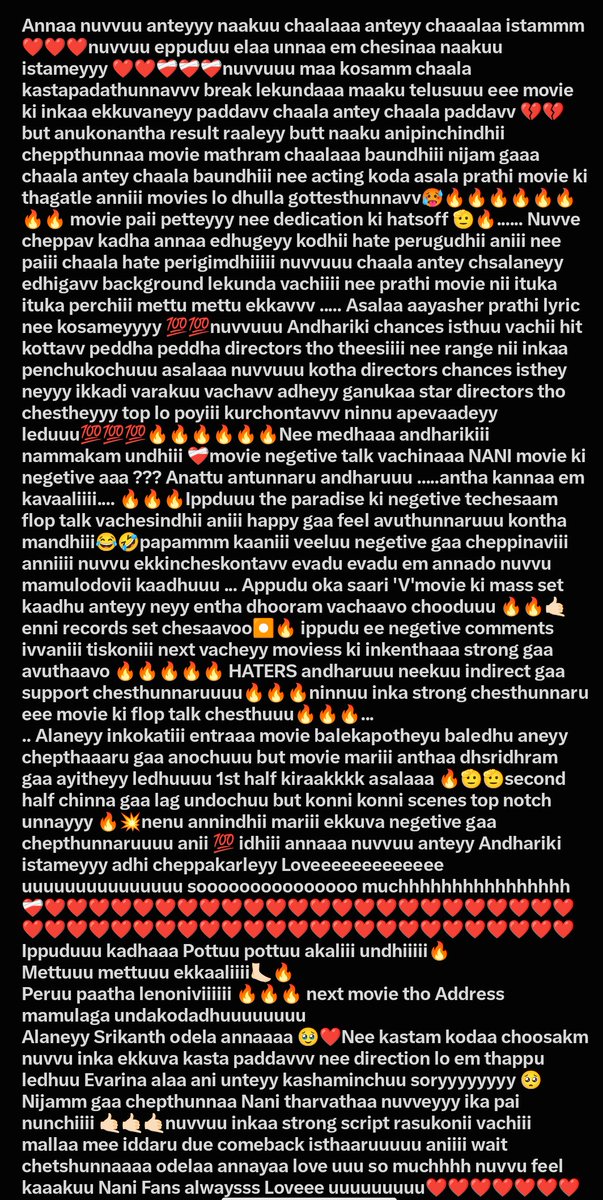 nameudayyy's tweet photo. Annnaaaa idhii naa Love❤️ maa Nani fans lovee ❤️💥Ardham kakapotheyy DM cheyy kanisam rendu rojulu ayinaaa chepthaaa ❤️❤️nee medha eppudu Premaa untaadhiii maakuu ani chepoatanikeyy idhi anthaaa We always trust you Love uuuu odelaa ki kodaa naaa ❤️ https://t.co/B1Qhpr76wC