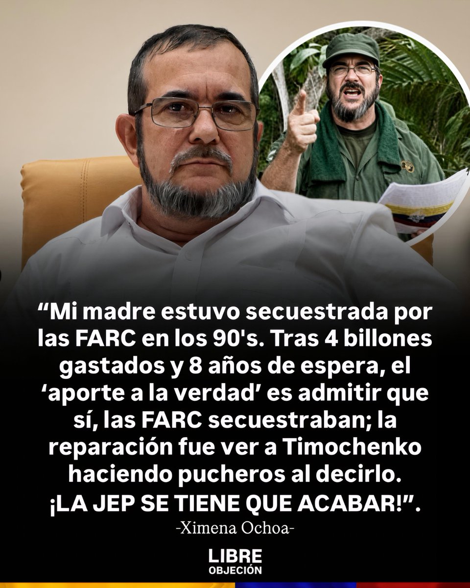 Lgabriel2002cn's tweet photo. @Melquisedec70 Una vez más los Juece$ @JEP_Colombia BURLAN a las víctimas.
Por eso debemos apoyar a las víctimas en las firmas para eliminar ese antro lavadora de criminales y para que los narcoterroristas @ComunesCoL los juece$ y Pilar Rueda (esposa de @IvanCepedaCast) paguen por la burla. https://t.co/KZxn7FBhe9