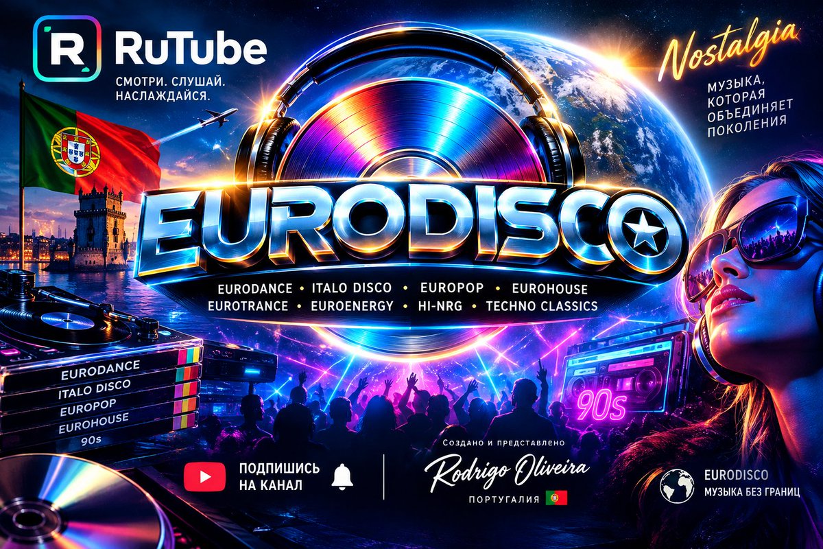 EurodiscoPT's tweet photo. EURODISCO NO RUTUBE 🇷🇺 - MAIS LIBERDADE, MAIS ALCANCE E MAIS VALORIZAÇÃO DO MEU TRABALHO | Rodrigo Oliveira 🇵🇹 🌍 EURODISCO também está no RUTUBE! 🇷🇺
🎧 Link do canal no RuTube: https://t.co/89M4aMJLgN
O EURODISCO no RUTUBE é o mesmo projeto criado por Rodrigo Oliveira, fã português de Portugal, criador de conteúdo digital, artista e apaixonado pela música dos anos 80, 90 e 2000.
RUTUBE tornou-se uma das principais plataformas onde o EURODISCO pode continuar a crescer e chegar aos fãs de Eurodance na Rússia e em todo o mundo.
#EURODISCO #EURODISCORuTube #EurodiscoRussia