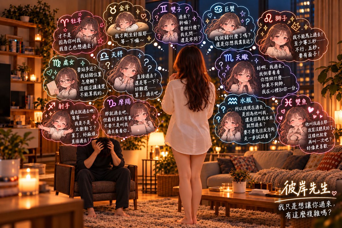 XBiAnMr's tweet photo. 彼岸先生雜記｜如果十二星座都是我的 sub

如果有一天，我遇見了十二星座的女 sub。

面對她們，我只說兩個字：

「過來。」

十二個星座，十二種個性。

至於有幾個會乖乖過來……

我突然有點好奇了。🙂

♈ 牡羊座

「叫我過去我就過去？……好，我過去，但不是因為我乖，是我自己想過去。對，就是這樣。可是我要故意走慢一點，才不能讓他覺得叫我一下我就真的那麼聽話。」

明明已經聽話了，還是想辦法讓自己贏一點。😂

♉ 金牛座

「可以啊……但我才剛坐舒服耶。算了，他都開口了。等等回來這個位置還是我的吧？如果被坐走……我就不理他五分鐘。嗯，五分鐘應該夠了。」

臣服歸臣服，位置被搶還是要鬧一下脾氣。

♊ 雙子座

「過來？幹嘛？為什麼突然叫我？等等要做什麼？算了，我先不問……可是如果我故意不過去，他是不是會再叫一次？欸，好像很好玩。那我要不要先裝沒聽到？」

本來只是要服從一個命令，雙子已經偷偷把它變成遊戲了。

♋ 巨蟹座

「他怎麼突然叫我過去？我做錯什麼了嗎？還是他只是想我靠近？……如果只是想我，為什麼不直接說？算了，我過去。但等等他如果真的只是想我，我一定要問他為什麼不自己過來。」

會乖乖過去，但該計較的還是偷偷記著。🙂

♌ 獅子座

「這是在命令我嗎？……好吧，我承認我喜歡。但我現在馬上過去也太沒面子了。至少等三秒……不行，五秒。讓他等一下應該不過分吧？誰叫他講得那麼帥。」

人可以過去，面子必須晚五秒才到。

♍ 處女座

「過來是要多近？算了，我不要問，我今天就乖乖過去……可是他等等如果說我站錯位置怎麼辦？不對，是他自己沒講清楚。嗯，如果錯了不能算我的。」

還沒發生的事情，責任歸屬已經先確認好了。😂

♎ 天秤座

「我要直接過去嗎？還是稍微等一下？太乖好像很��聊，不乖又怕他真的不高興……算了，我過去。可是我要慢慢走，這樣應該算一半乖、一半不乖吧？」

連耍賴都要找到雙方都能接受的折衷方案。

♏ 天蠍座

「好啊，我過去。我倒要看看你叫我過去之後準備做什麼……不過如果跟我想的不一樣，我不會說。我只會在心裡偷偷扣你一分。當然，你永遠不會知道現在幾分。」

別人的幼稚寫在臉上，天蠍的幼稚藏在計分板裡。🙂

♐ 射手座

「過去就過去啊！……等等，我是不是太乖了？不然我走到一半停一下？可是停了又要繼續走，好麻煩。算了，我直接過去。下次再叛逆。」

連鬧脾氣都嫌麻煩。

♑ 摩羯座

「你叫我過去，那我就過去。都說好聽你的了，有什麼好拖的……但是等等最好真的有事。如果只是叫我過去看著你，我就……算了，我好像也不能怎樣。頂多瞪你一下。」

很想鬧脾氣，可���理智不批准。😂

♒ 水瓶座

「所以我現在過去，是因為他命令我，還是因為我本來就想過去？……等等，如果我先故意往反方向走一步，再走過去，算不算有服從？好像還是算吧？嗯……我有點想試試看他的表情。」

研究到最後，突然決定拿 Dom 做實驗。

♓ 雙魚座

「他叫我過去耶……不行，我要假裝沒聽清楚。這樣他就會再叫一次吧？如果第二次語氣再重一點……完了，好像更喜歡。好，就當我真的沒聽見。」

有時候不是沒聽見，只是想再聽一次。🙂

十二個星座，最後可能還是都會走到我面前。

只是現在看來，

「乖乖過來」跟「乖乖過來之前要不要鬧一下」，好像又是兩回事。🙂

#彼岸先生 #sub