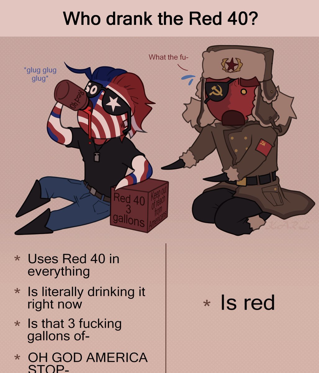 _KarlerJunior's tweet photo. Mmmm yummy chemicals

#chtwt #countryhumans #artmoots #SovietUnion #America https://t.co/DyH6daIPCR