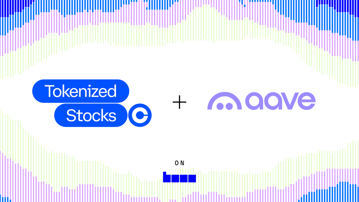 base's tweet photo. Borrowing against Coinbase Tokenized Stocks is now available on @Aave V4

Access USDC liquidity against eligible tokenized stocks on Base https://t.co/6vFVUL59f4