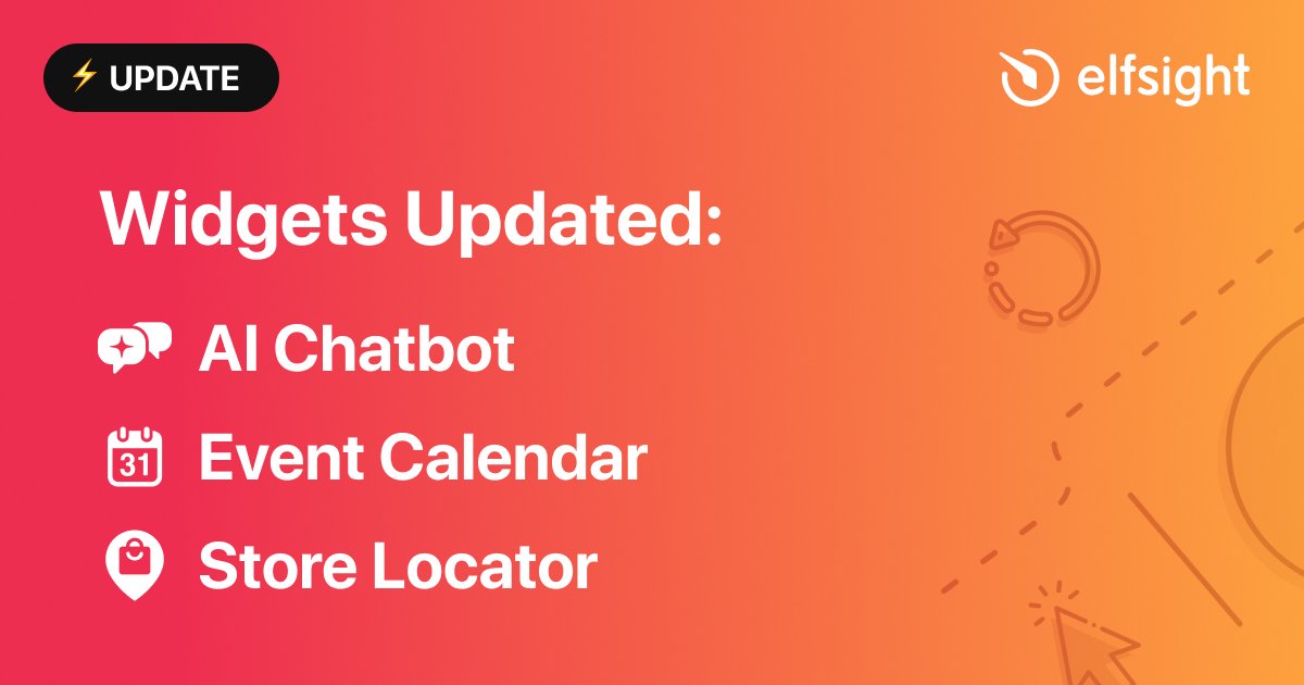 elfsight's tweet photo. Hey everyone 👋

Our devs have been busy improving your favorite widgets, and here are the highlights of the week:

• AI Chatbot: https://t.co/G46v5204lz
• Event Calendar: https://t.co/ALxm2Bxw8k
• Store Locator: https://t.co/zzwMPbdiRj https://t.co/RegOkfD4Ie
