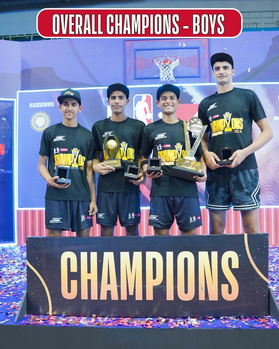 NBAIndia's tweet photo. THIS IS WHAT CHAMPIONS PLAY FOR. 🏆

A look back at the 2025–26 ACG Jr. NBA champions. 💪

Think you have what it takes? Click the link below to register and chase championship glory. 🔗

https://t.co/QiJZ8Q9dUX

#WhereStarsAreBorn #IndianBasketball #SkechersBasketball | @ACGWorld @BFI_basketball @SkechersIndia @jrnba