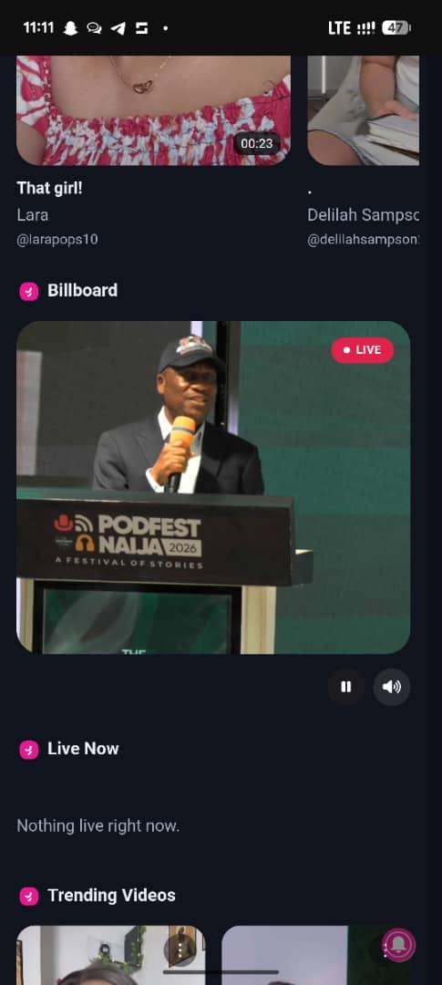 hidytech09's tweet photo. Open the app. Tap the stream. Stay for the conversations. PodfestNaija x Yolly is live. #YollyatPodfestNaija https://t.co/VNw6FjUOfW