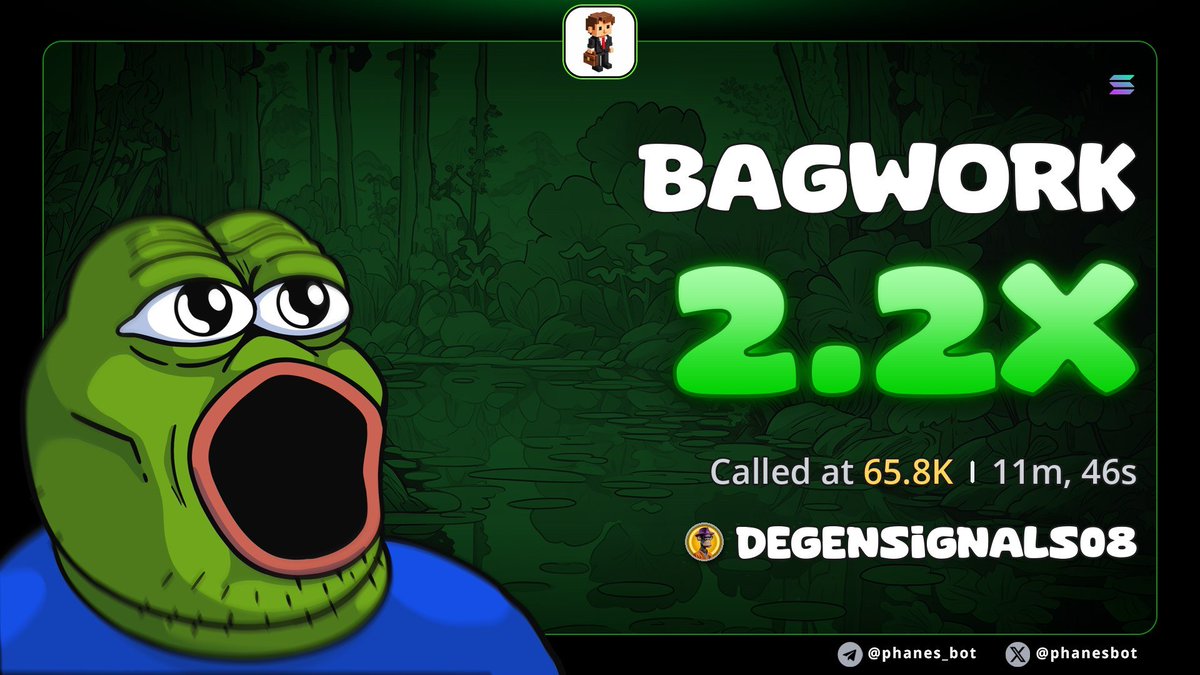 DEGENSIGNALS08's tweet photo. Cool 2.2x up on my call $BAGWORK
Private TG group members eating massively.
Dm for entry

CA>>
5NhN6zzDkzwXFGPFqtpTopV4ttBeZ6CWy1oRL9Rkpump
#solana #memecoin #memecoin1000x https://t.co/bVlmpF0zUK