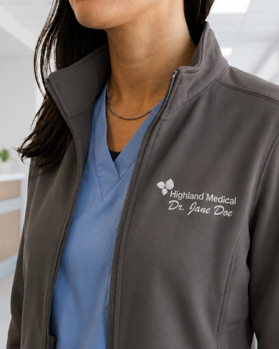 promofect's tweet photo. Clinic buildings run cold. Embroidered fleece looks like a uniform, not event merch, and holds up to frequent laundering. Quarter-zip for easy on/off, full-zip over scrubs. We can help you choose.

#HealthcareUniforms #EmbroideredApparel #StaffUniforms #CustomApparel https://t.co/ArVNvUGZmj