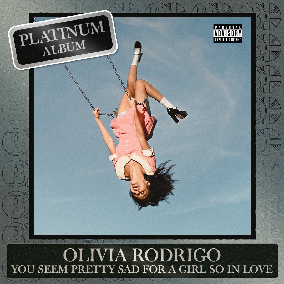 BRITs's tweet photo. ‘You Seem Pretty Sad for a Girl So in Love', the album by @oliviarodrigo, is now #BRITcertified Platinum. https://t.co/5r38razgKK
