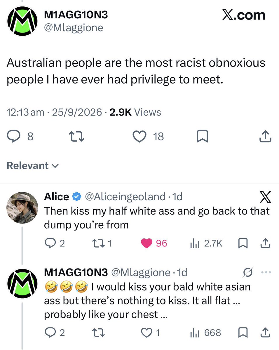 iXPIain's tweet photo. @Mlaggione @HeavenlyAntenna @Aliceingeoland Sorry who’s delusional?? And you plan on moving to an Asian country ahaahahahahahahahahahahahahah kys https://t.co/7UmxdpEp3W