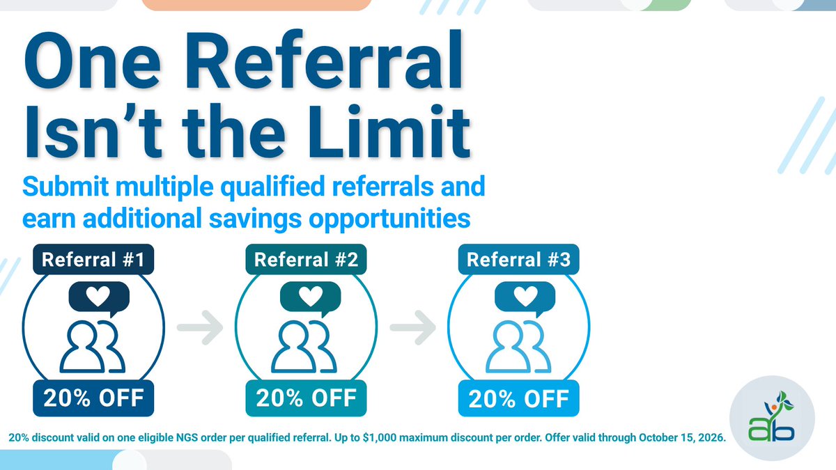 ArborBio's tweet photo. Have more than 1 colleague who could benefit from @ArborBio's NGS solutions?
Each qualified referral, both you &amp; your referral receive 20% off 1 eligible order &amp; mult referrals can mean mult discounted orders.
myBaits | Library Prep | myReads
➡️ https://t.co/PKuLzRNnva https://t.co/Lx7ykKXtSj