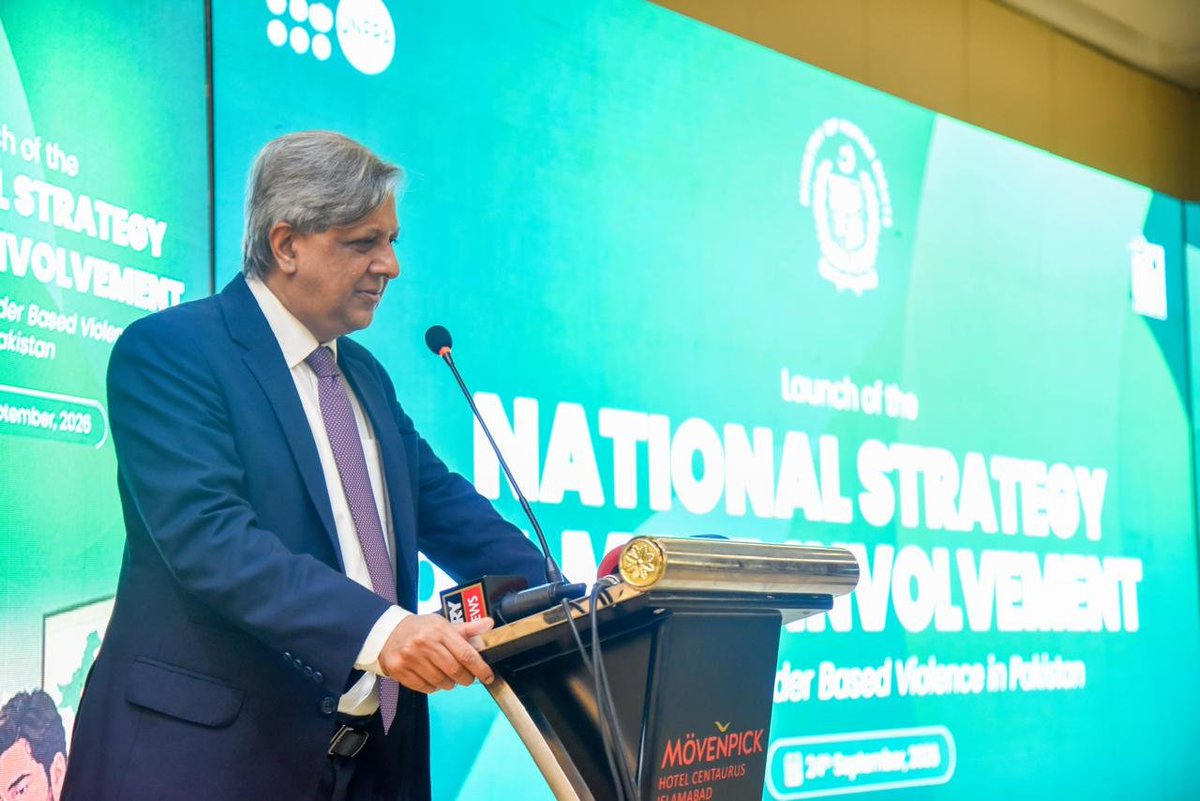 mohrpakistan's tweet photo. MoHR with technical support from @UNFPAPakistan, launched the National Strategy on Male Involvement to Prevent Gender-Based Violence (GBV) in Islamabad, providing a framework to engage men and boys as active partners in preventing violence against women and girls. https://t.co/OvqiJZA9Mk