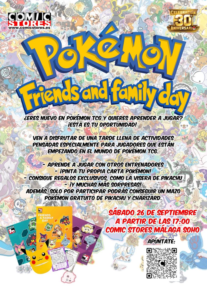 IgnisExplode's tweet photo. Mañana Sábado 26 de Septiembre tenemos el día de la familia y amigos en el que puedes aprender a jugar a Pokemon TCG o puedes traer a tus niños para aprender y recibir mas regalos en @comicstores desde las 17:00, es totalmente gratuito, escanea el QR para apuntarte! https://t.co/oRtfhkIhxm