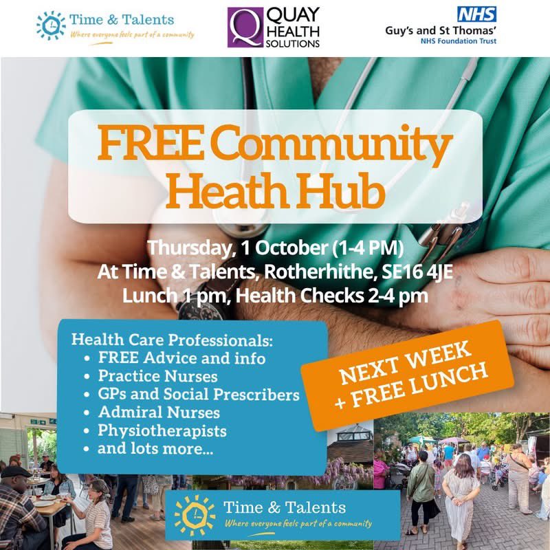 WorgInfo's tweet photo. Thu 1st October is International Day of Older People and @Time_Talents they are offering a drop in free lunch 1pm and then the opportunity to chat with a wealth of health and wellbeing professionals. 🩺 2-4 pm - Free Health checks and advice https://t.co/IaTAcFj8Ev