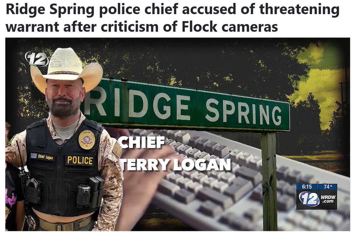 ACLU_SC's tweet photo. The First Amendment still applies in Ridge Spring, whether Police Chief Terry Logan likes it or not. https://t.co/yCR2Q7Ukww https://t.co/y5zLswcLVp