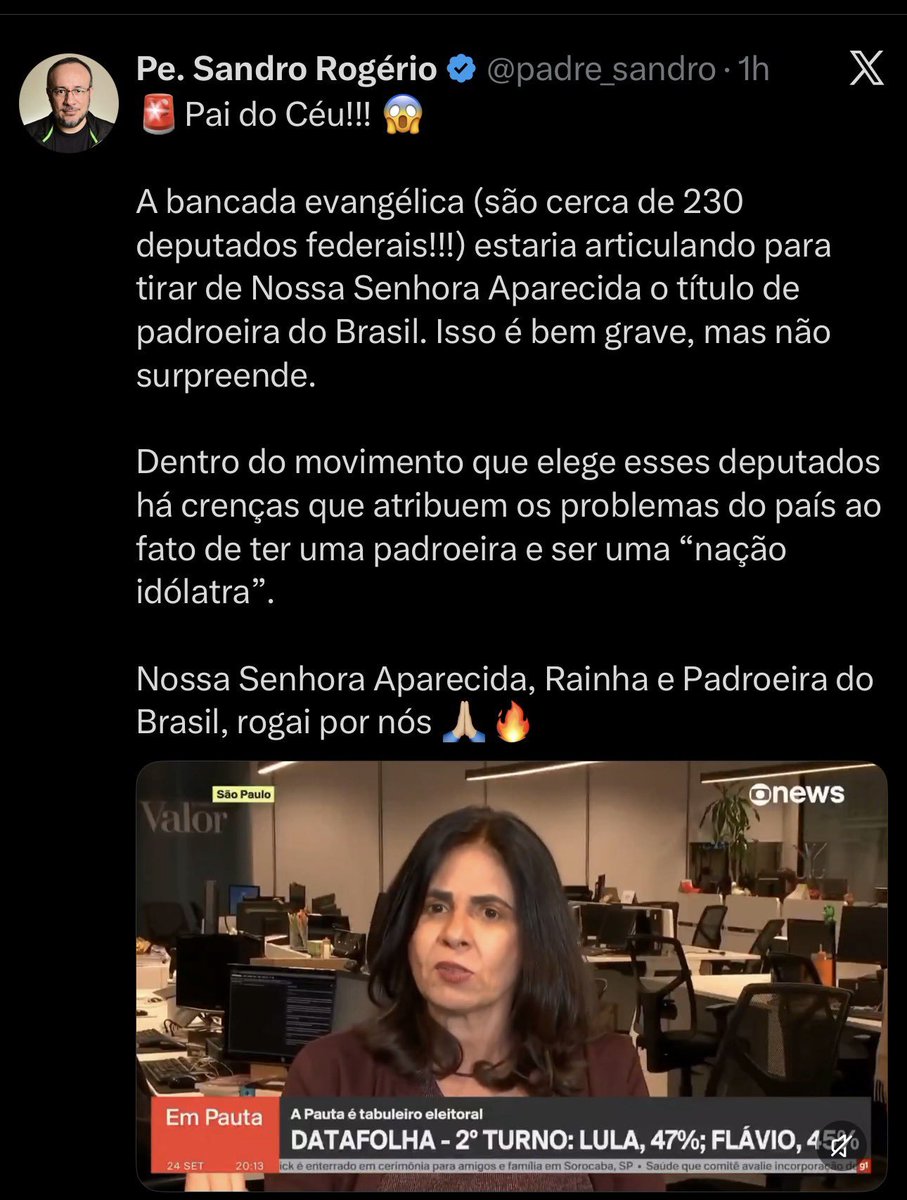 AndreAl67535099's tweet photo. @padre_sandro Que vergonha padre, o senhor espalhando fake News, mentir não seria pecado? https://t.co/CNOjpbMiSh