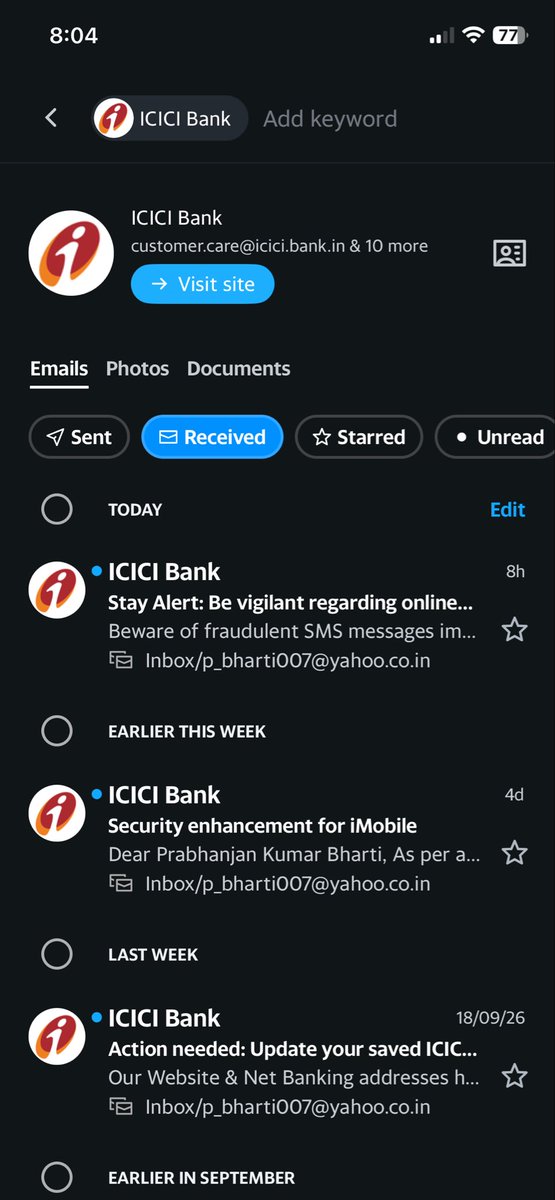 Bharti007P's tweet photo. @ICICIBank_Care I don’t see any mail. https://t.co/8bpTXQMZmh