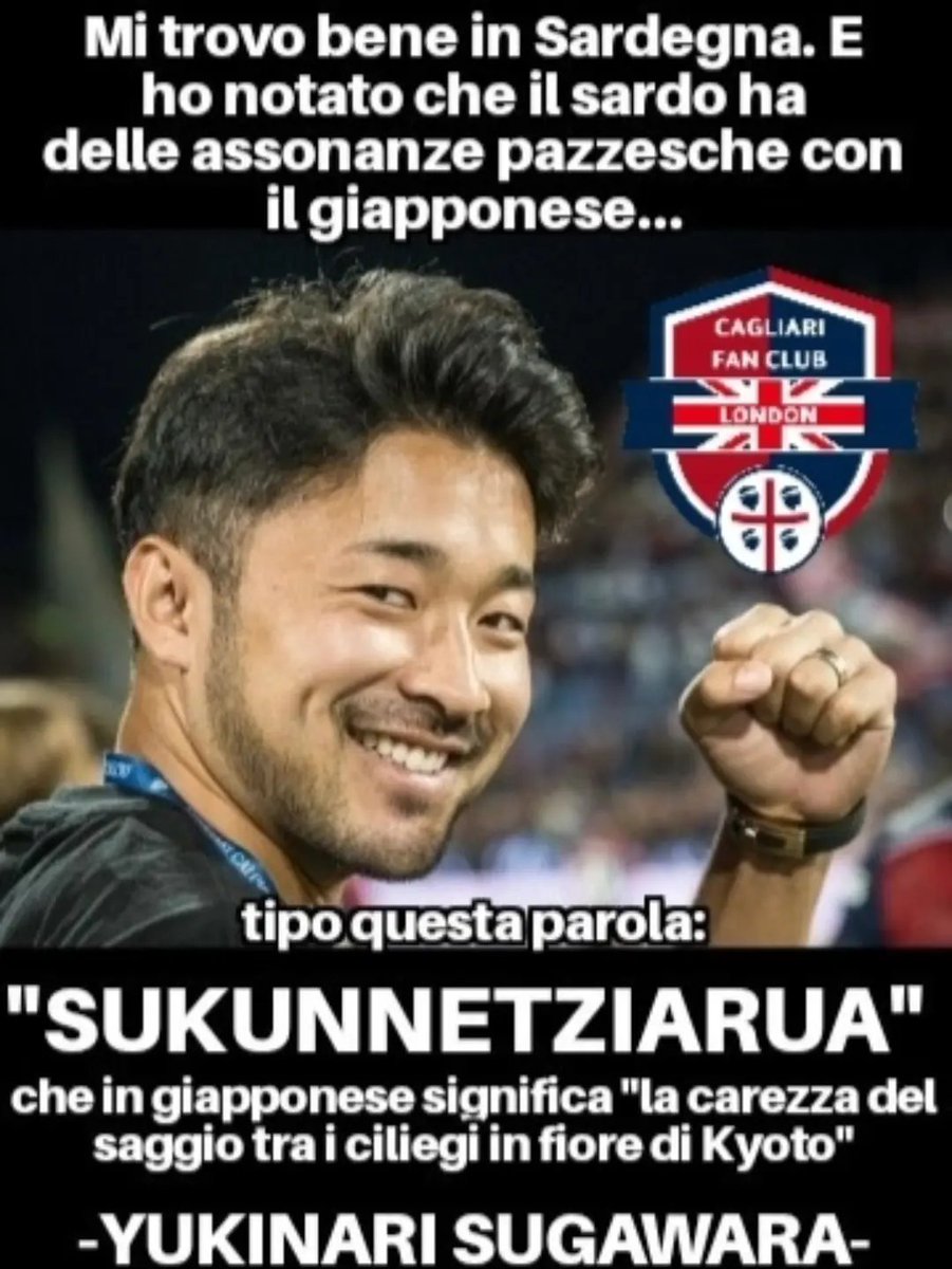 frasianonimeper's tweet photo. Le ultime dichiarazioni del primo calciatore giapponese della storia del Cagliari. 
Udite, udite.. https://t.co/wNZHh1Gnak