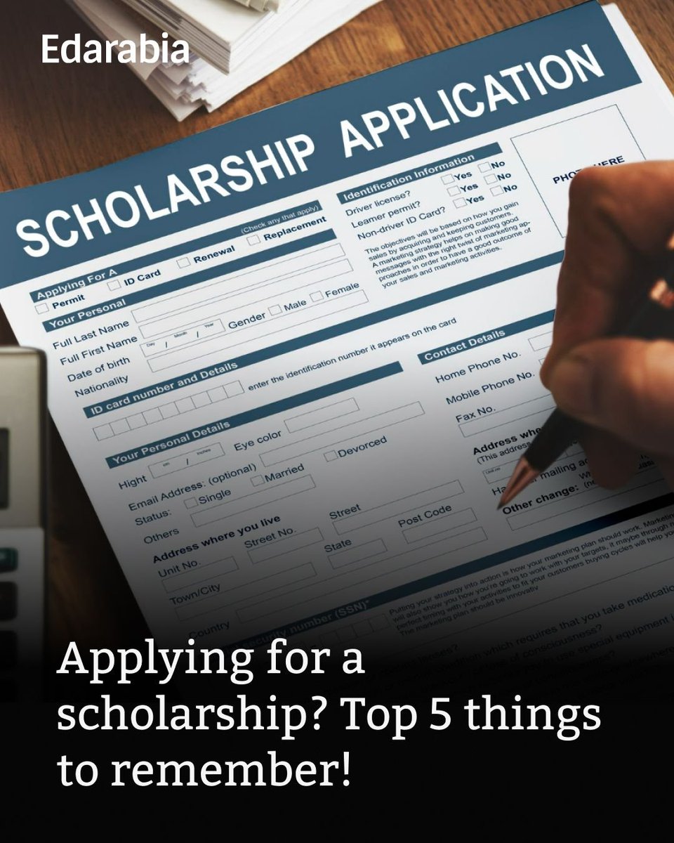 EdarabiaAR's tweet photo. Applying for a scholarship? 🎓 Make your application count with these 5 essential tips to help you find the right opportunities and avoid missing important deadlines!
 
Read More: https://t.co/RQ9EqJ6cJQ https://t.co/0g0EMjaBkk