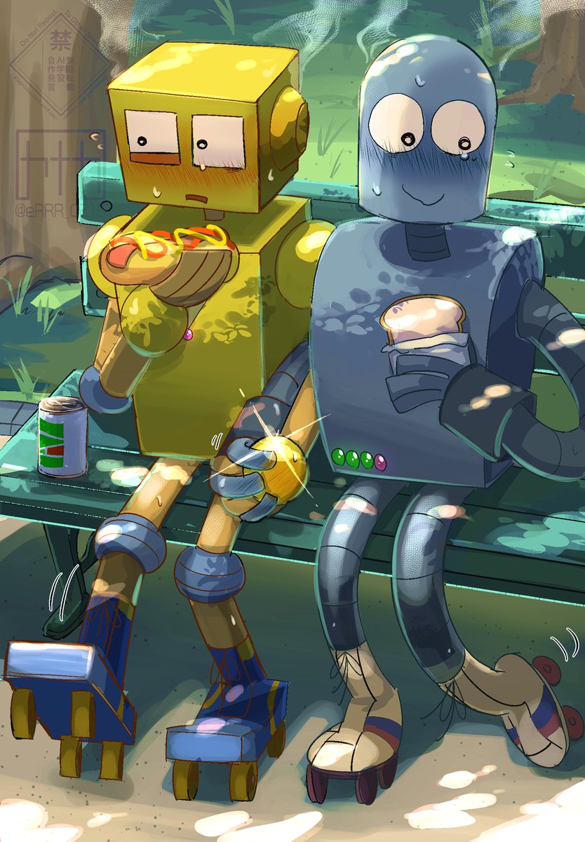 eRRR_0216's tweet photo. はじめて、手、繋いじゃったね…っていう🤖🟨 https://t.co/5QXUiEruNz