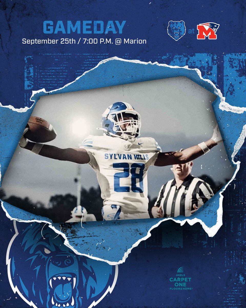 SHBearsFB's tweet photo. The Bears travel to Marion to take on the Patriots in the conference opener tonight!

🏈 @ Marion
🗓️ Friday, Sep 25
⏰ 7:00pm
📍Patriot Stadium
🎟️ https://t.co/aoV90irNno
🎥https://t.co/nsAlWCjehh…

#ELITE https://t.co/rcThmP2Kfz