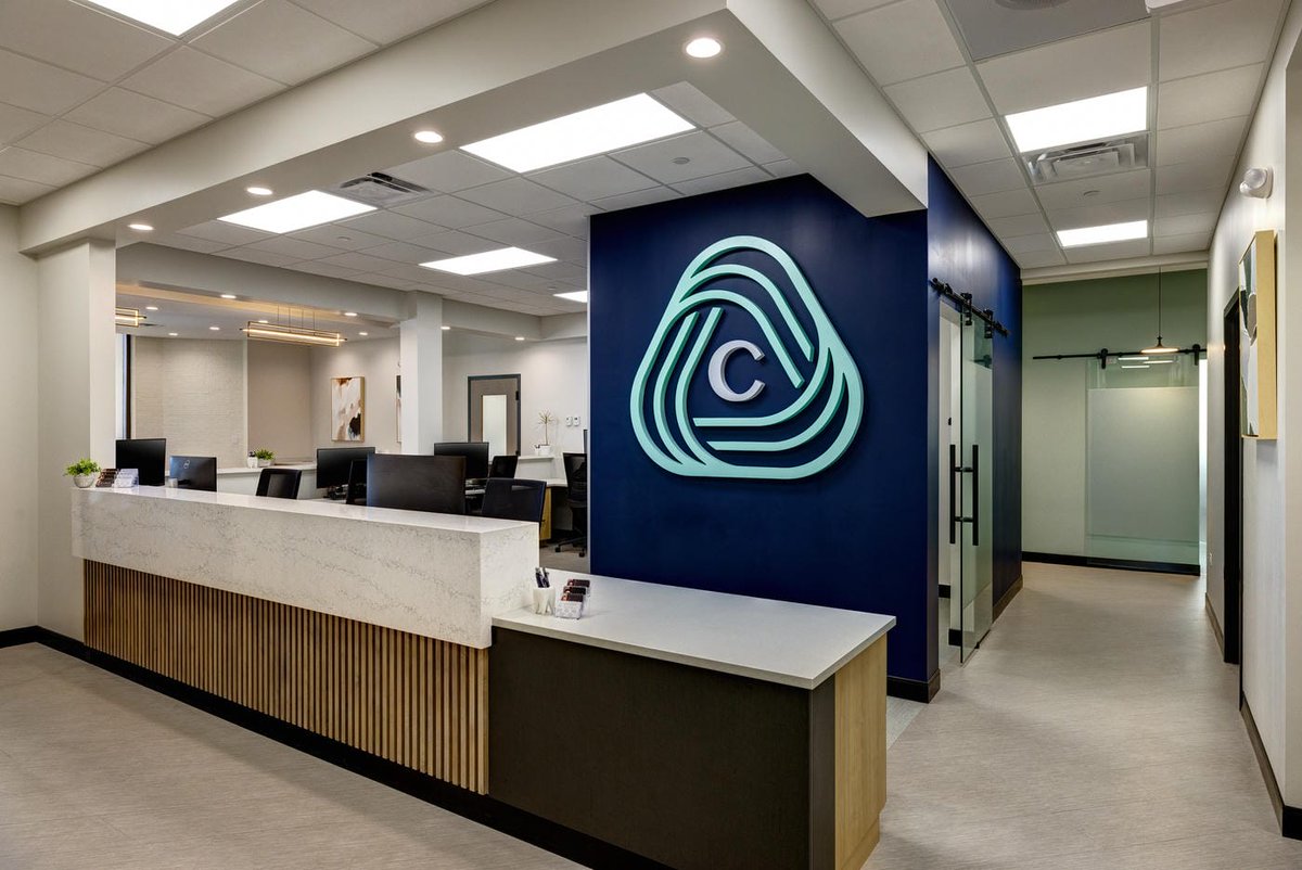 APEXDB's tweet photo. This LaGrange building used to be a bank. Now it's 5,000 SF of oral surgery, endo, and perio under one roof for Cameo Dental Specialists, our fifth project together.
#ApexDesignBuild #DentalDesign #AdaptiveReuse #DentalSpecialty #OralSurgery #HealthcareDesign #MedicalContractor https://t.co/ptLpfVzgGA