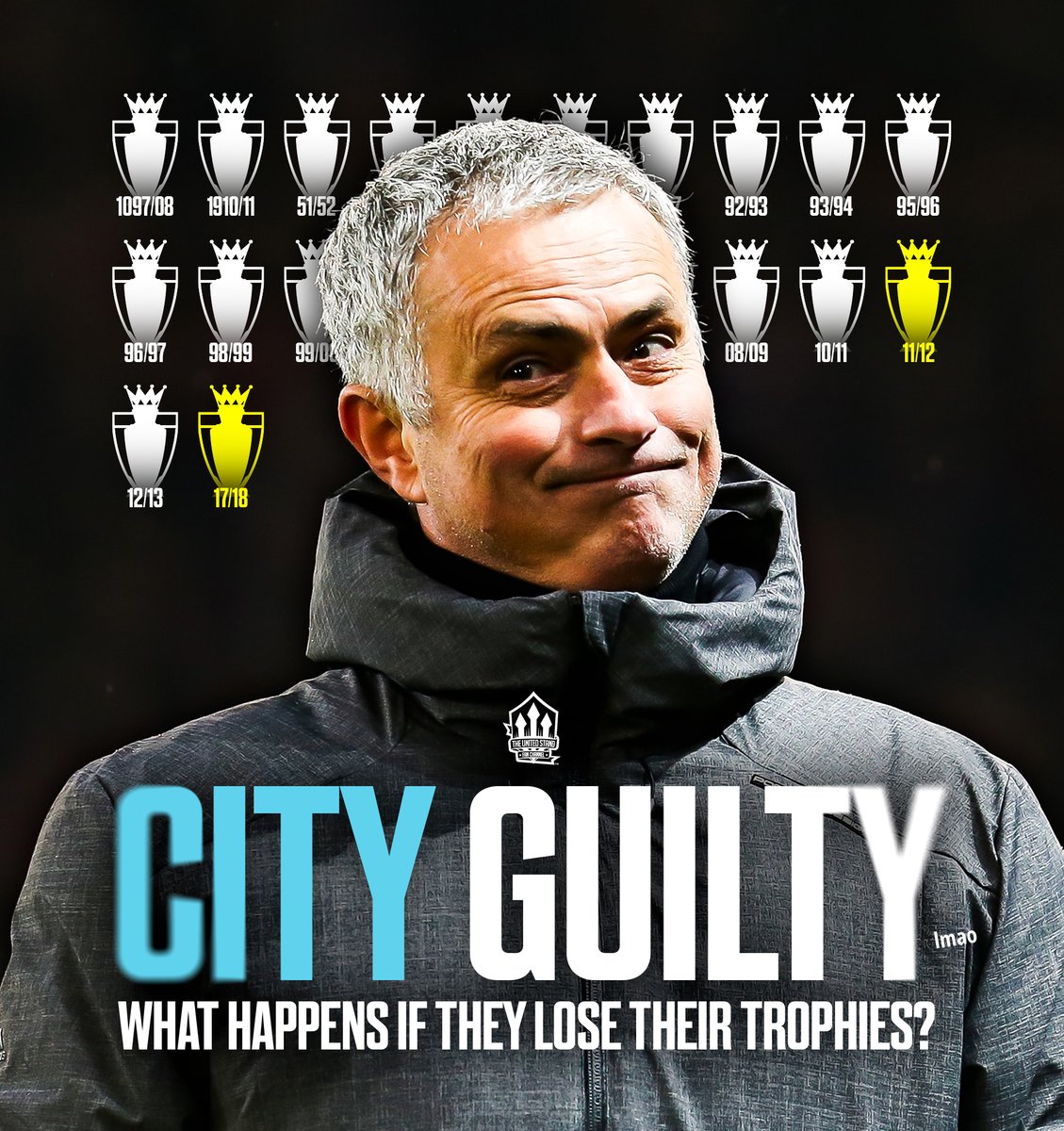 UnitedStandMUFC's tweet photo. 😂 Man City have been found GUILTY of 114 of the 115 charges, according to David Ornstein, for alleged breaches between 2009 and 2018 They are expected to appeal the case, and possible sanctions range from a reprimand and fines to points deductions, and even expulsion from the Premier League.

🏆 Stripping them of their trophies during this period is also a possibility.  City won they won three Premier League titles, two FA Cups, four League Cups and one Community Shield during this period.

How does "22 times, 22 times, Man United" sound? 👀