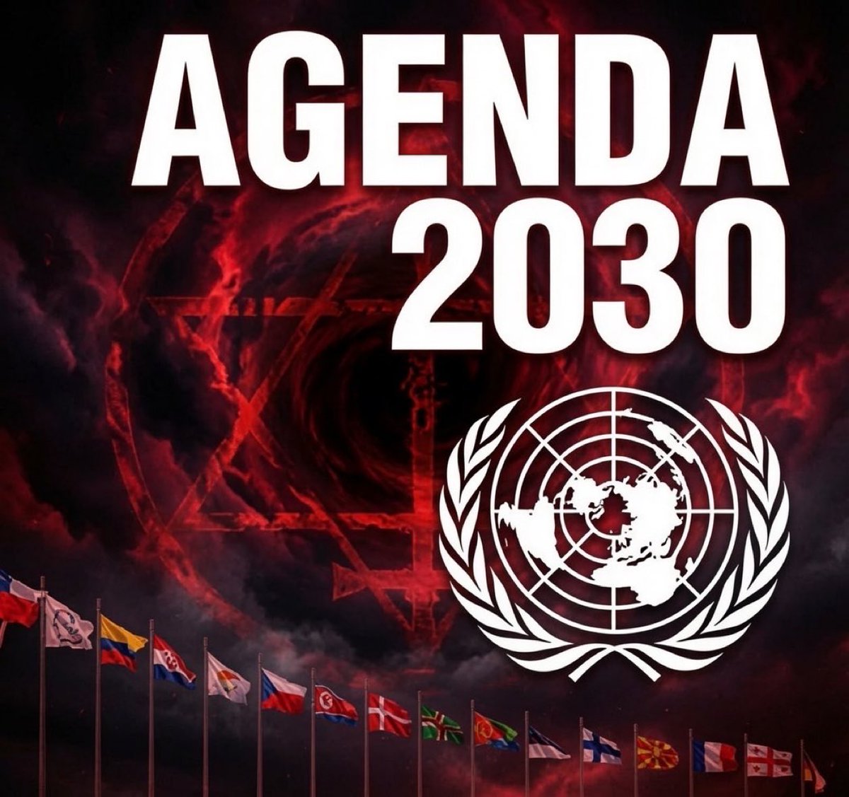 ExposingEvil704's tweet photo. U.N Agenda 2030 Mission Goals:

-ONE WORLD GOVERNMENT
-END OF NATIONS
-ONE WORLD ARMY
-ONE WORLD POLICE FORCE
-END OF FAMILY UNIT
-ONE WORLD CENTRAL BANK 
-ONE WORLD CASHLESS CURRENCY 
-END OF ALL PRIVATE PROPERTY
-WORLD DEPOPULATION AND FERTILITY CONTROL 
-END OF HOME AND CAR OWNERSHIP 
-MANDATORY MULTIPLE VACCINES YEARLY 
-UNIVERSAL AUSTERITY INCOME
-SOCIAL MEDIA DIGITAL ID
-MICROCHIPPED FOR HEALTH, SHOPPING AND TRAVEL 
-IMPLEMENTATION OF CHINESE SOCIAL CREDIT SYSTEM 
-GOVERNMENT-RAISED CHILDREN
-ALL BUSINESSES RUN BY STATE
-END OF NON-ESSENTIAL AIR TRAVEL
-HUMANS CONCENTRATED INTO 15-MINUTE ZONES 
-END OF PRIVATE FARMS AND VEGETABLE GARDENS 
-END OF ANIMAL OWNERSHIP
-BAN ON ALL NATURAL MEDICINE
-AI COURTS AND END OF INDIVIDUAL RIGHTS 
-LIMITED ACCESS TO WILD SPACES
-END OF FOSSIL FUELS AND MODERN CONVENIENCES