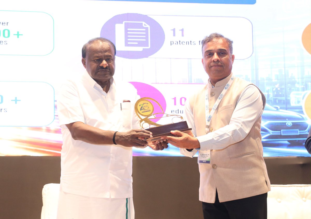 hd_kumaraswamy's tweet photo. 📍 Manesar, Haryana

Pleased to be at ICAT, celebrating 20 years of excellence in automotive technology and innovation.

Under the visionary leadership of Hon’ble PM Shri @narendramodi avaru, the @MHI_GoI is strengthening India’s capabilities across design, engineering, manufacturing and mobility technologies.

Today, we unveiled the new @icat_in logo and marked an important announcement with IIT Roorkee, further strengthening industry-academia collaboration.

The Ministry has also earmarked ₹780 crore for upgrading the infrastructure of testing agencies, further strengthening India’s testing ecosystem for the technologies of tomorrow.

@arai_india @Natrax_IND @GARC_India @siamindia @ACMAIndia 

#ICAT20 #MinistryOfHeavyIndustries #AtmanirbharBharat #MakeInIndia #ViksitBharat2047