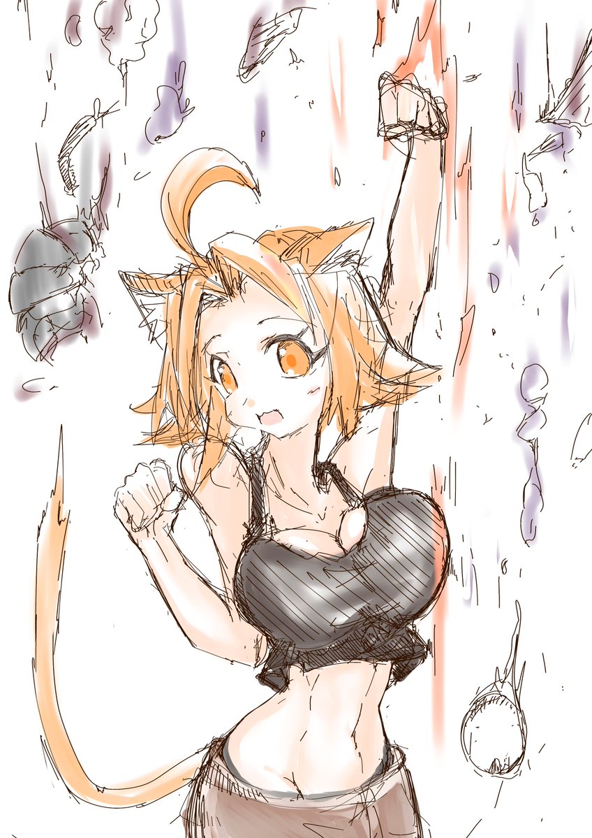iritamago's tweet photo. ネコミミ　猫パンチ！
液タブ新調しました☆ https://t.co/AUFoPHP3kN