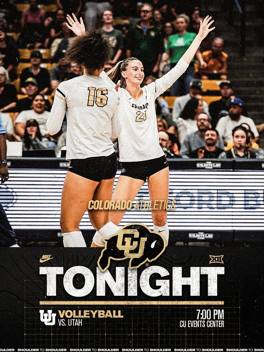 CUBuffs's tweet photo. Another Big 12 opener loading👀

Head to CU Events Center tonight to watch #21 @cubuffsvb 🆚 Utah🤩

🎟️: https://t.co/pybVVOPGeq https://t.co/zM2PmCfn1K
