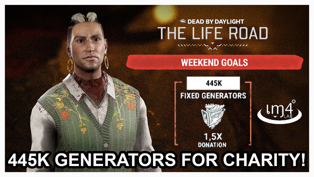 PaulieEsther1's tweet photo. DEAD BY DAYLIGHT SHANE WEEKEND! LET'S COMPLETE 445K GENERATORS FOR THE IM4 MEDIA LAB CHARITY INITIATIVE!
https://t.co/k79DRbOvkt
#DeadByDaylight #DBDCreator #TheLifeRoad https://t.co/jIfGlyfv8g